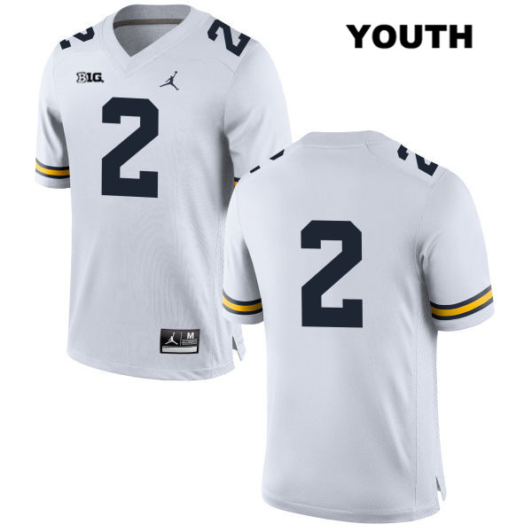 Youth NCAA Michigan Wolverines Jake Moody #2 No Name White Jordan Brand Authentic Stitched Football College Jersey UL25D42AA
